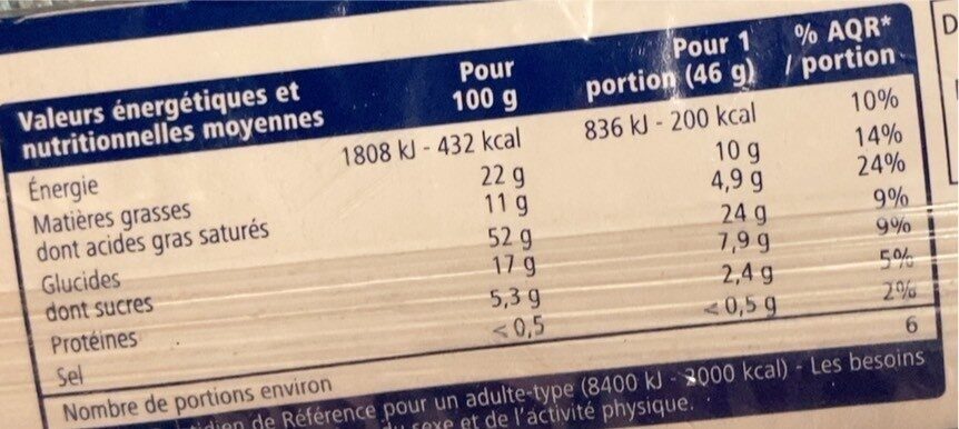 Pate sablée - Nutrition facts - fr