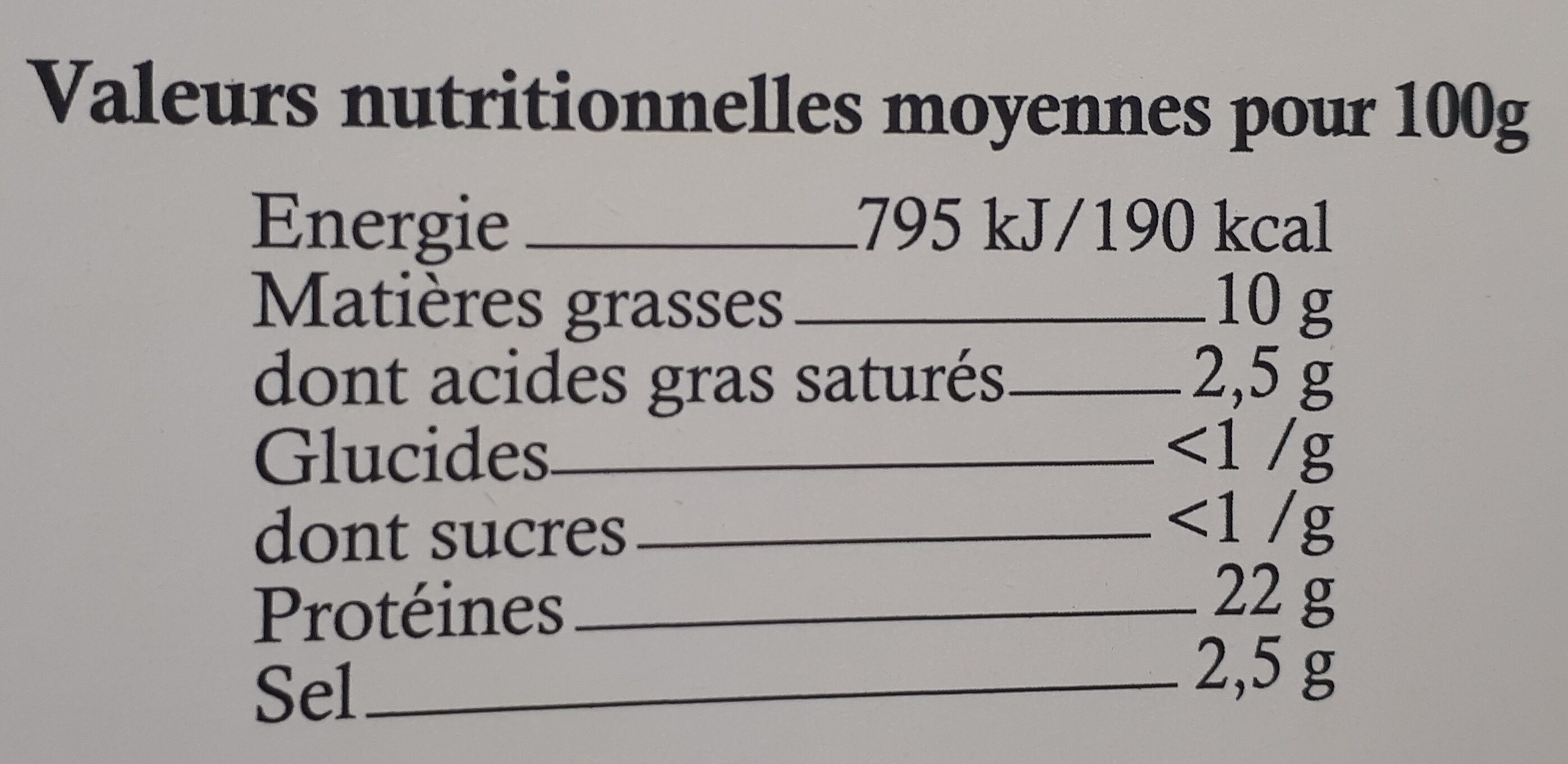 Filet de saumon fumé de l'Atlantique - Nutrition facts - fr