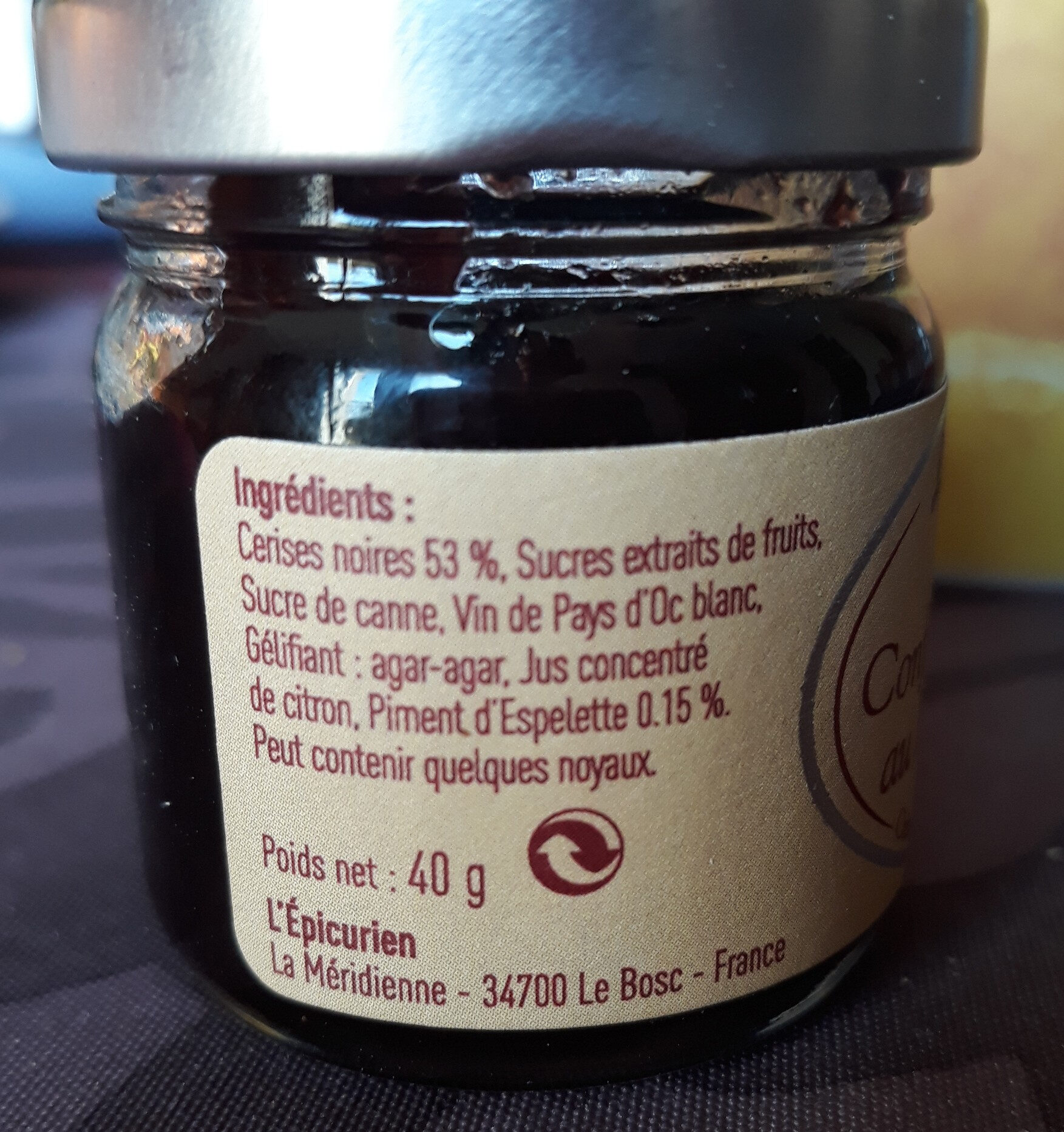 Confit de Cerises Noires au Piment d'Espelette - Ingredients - fr