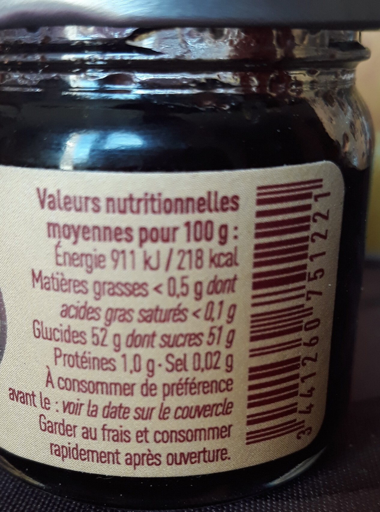 Confit de Cerises Noires au Piment d'Espelette - Nutrition facts - fr