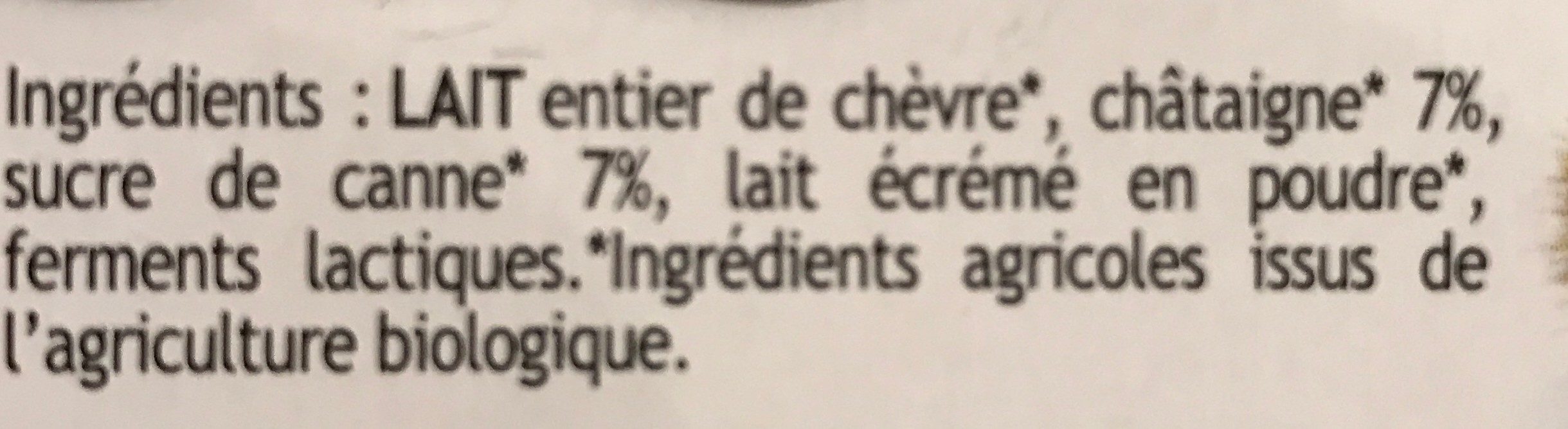 Yaourt brassé châtaigne - Ingredients - fr