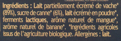 Yaourt Ferme saveur Mangue Banane - Ingredientes - fr