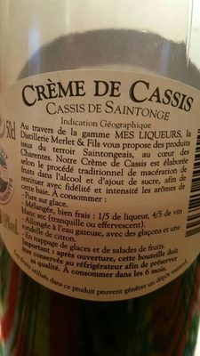 Crème de cassis - Ingredients