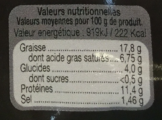 Saucisses Endives-Poireaux - Nutrition facts - fr