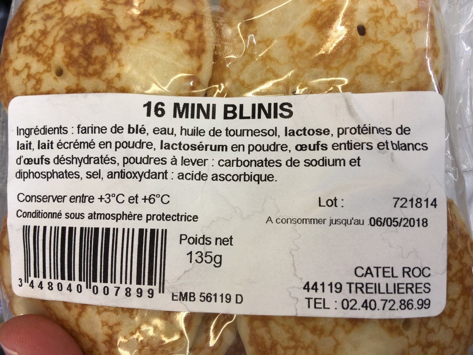 16 Mini blinis CATEL ROC - Ingredients - fr