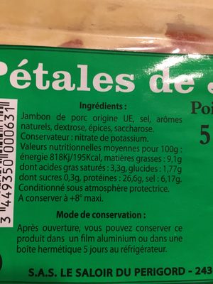 Pétales De Jambon Sec - Ingredients - fr
