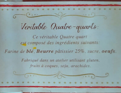 Véritable Quatre-Quarts - Ingredienser - fr