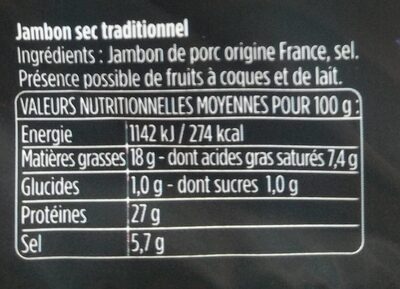 Les Fines et Fondantes - Nutrition facts - fr