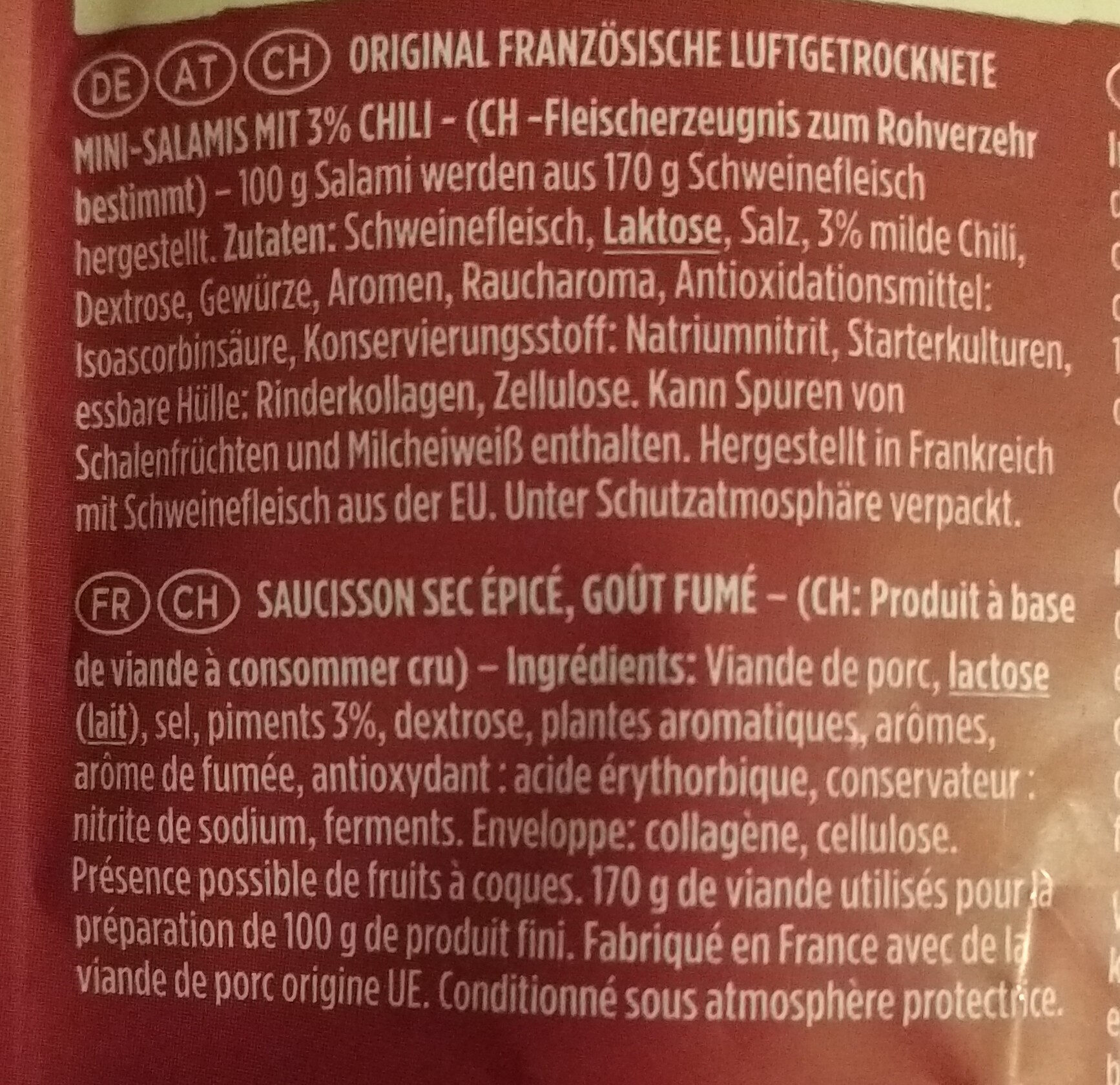 Stickado pikanto - Ingredients - de