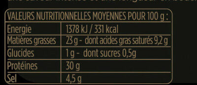 Pata Negra - Aoste - Nutrition facts - fr
