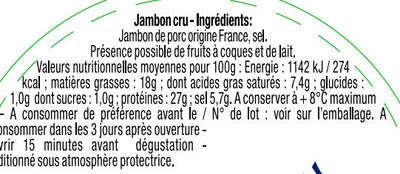 Quart Tranché - Ingredients - fr