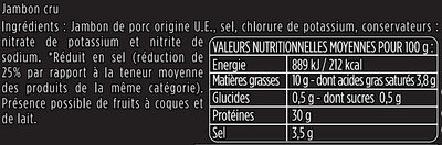 Les Fines et Fondantes -25% de sel - Aoste - Ingredients - fr