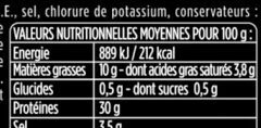 Les Fines et Fondantes -25% de sel - Aoste - Nutrition facts - fr