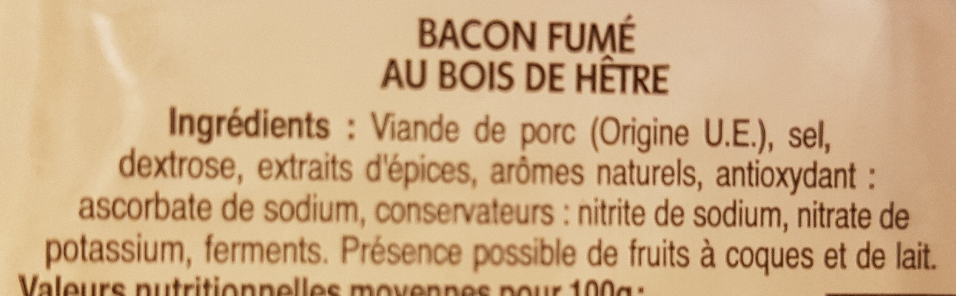 Bacon - Ingrédients
