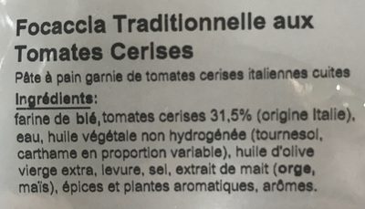 Focaccia traditionnel aux tomates cerises - المكونات - fr