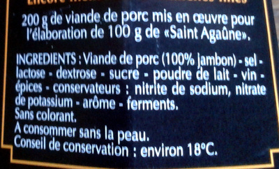 Saint Agaûne - Fine saveur de viande séchée - Ingredientes - fr