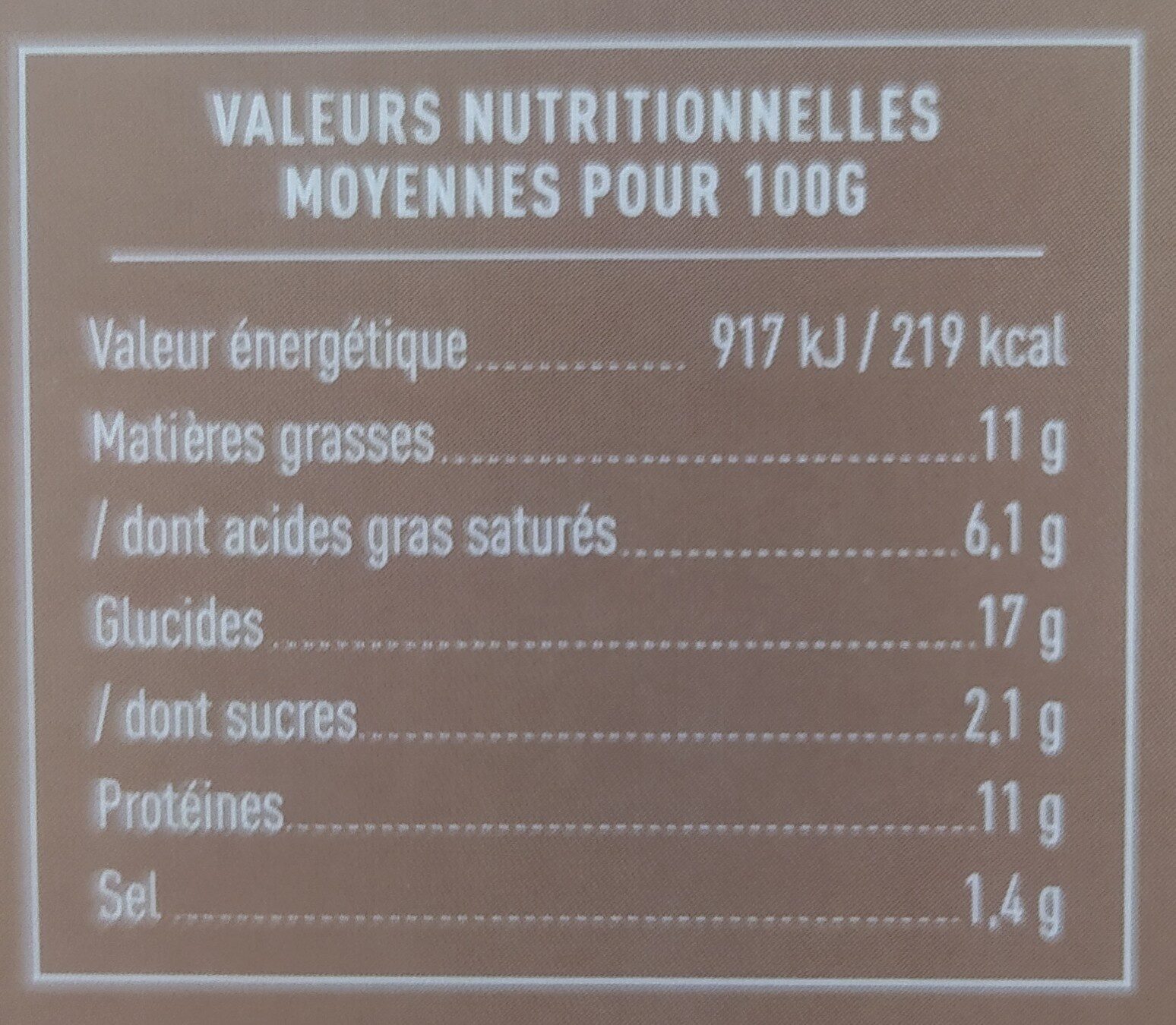 Canapés traiteur x 16 - Nutrition facts - fr