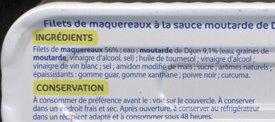 Filets de Maquereaux - à la Moutarde de Dijon - Ingredients - fr