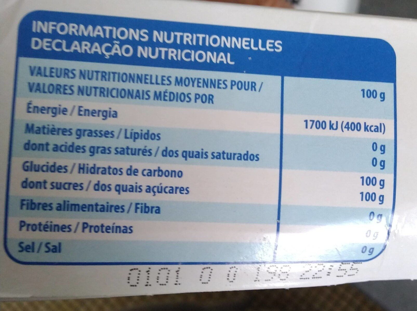 Sucre en morceaux, blanc - Nutrition facts - fr