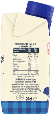 La Crème Légère Fluide De Conde Sur Vire 18%MG - Ingrédients