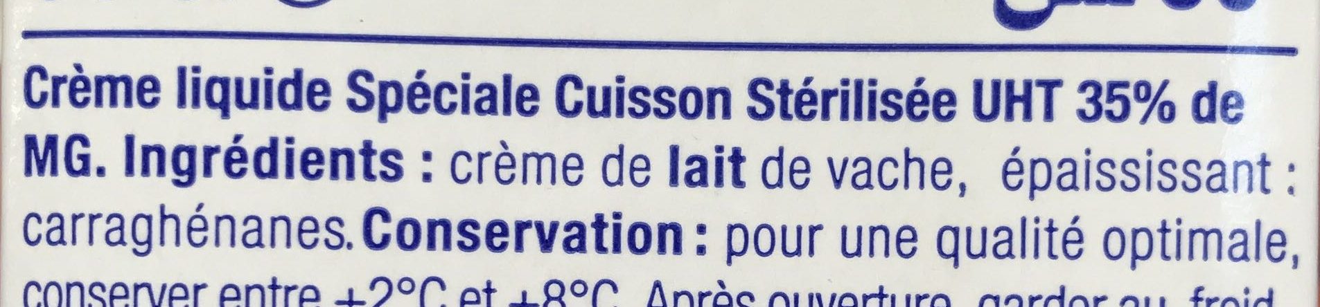 Crème Cuisson - Ingrediënten - fr