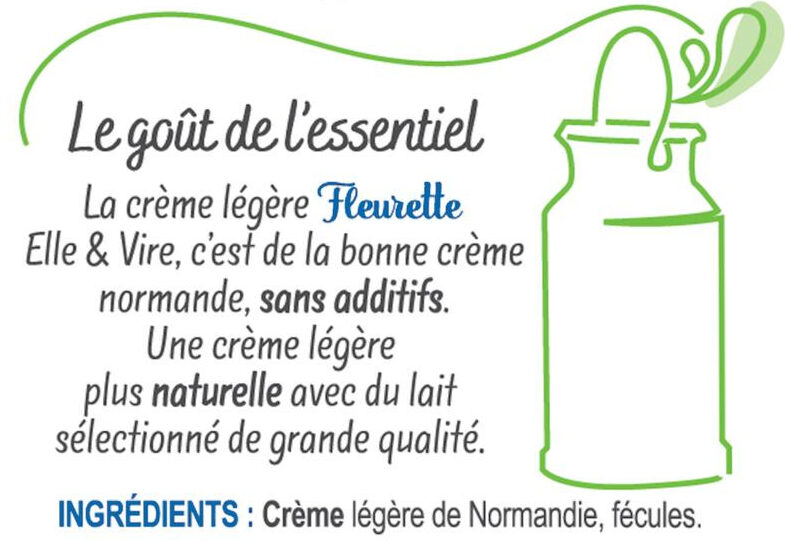 La Crème Fleurette Légère de Normandie - Ingredientes - fr