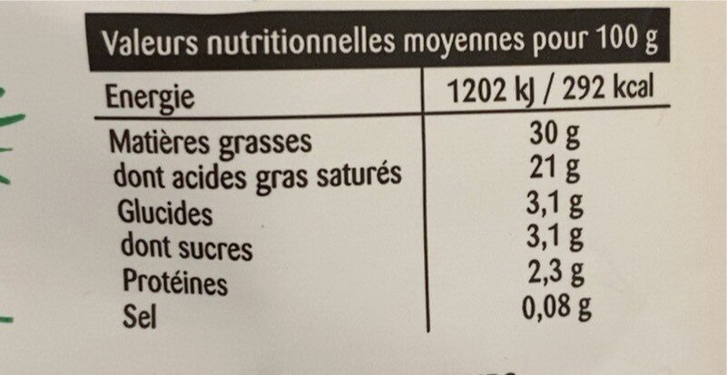 La Crème entière épaisse en poche de Normandie - Nutrition facts