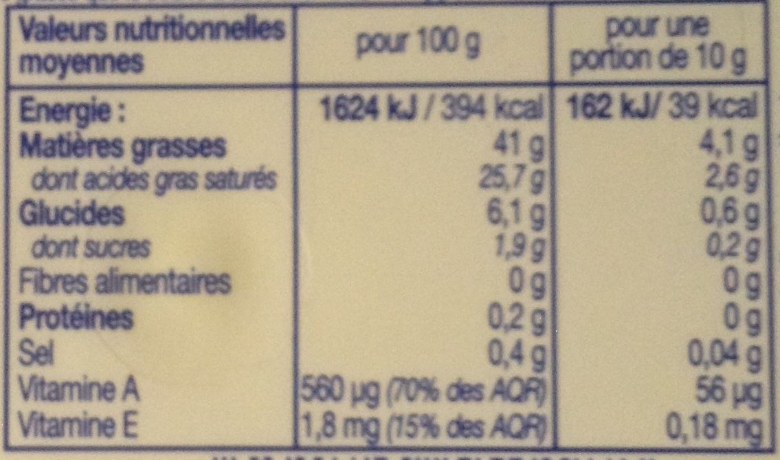 Le Beurre léger doux 41% de Mat. Gr. - Voedingswaarden - fr