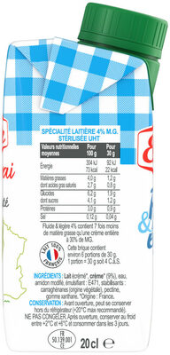 La Crème Fluide & Légère 4%MG - Ingrédients