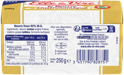 Le Beurre Lidl 82% MG Doux - Ingredients - fr