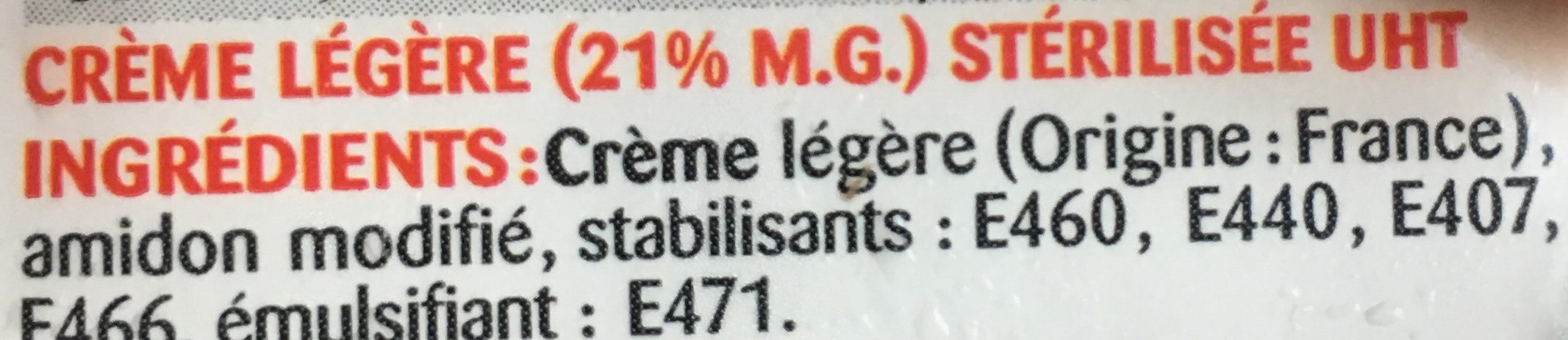 Crème Semi-Épaisse Gourmande - Ingrediënten - fr