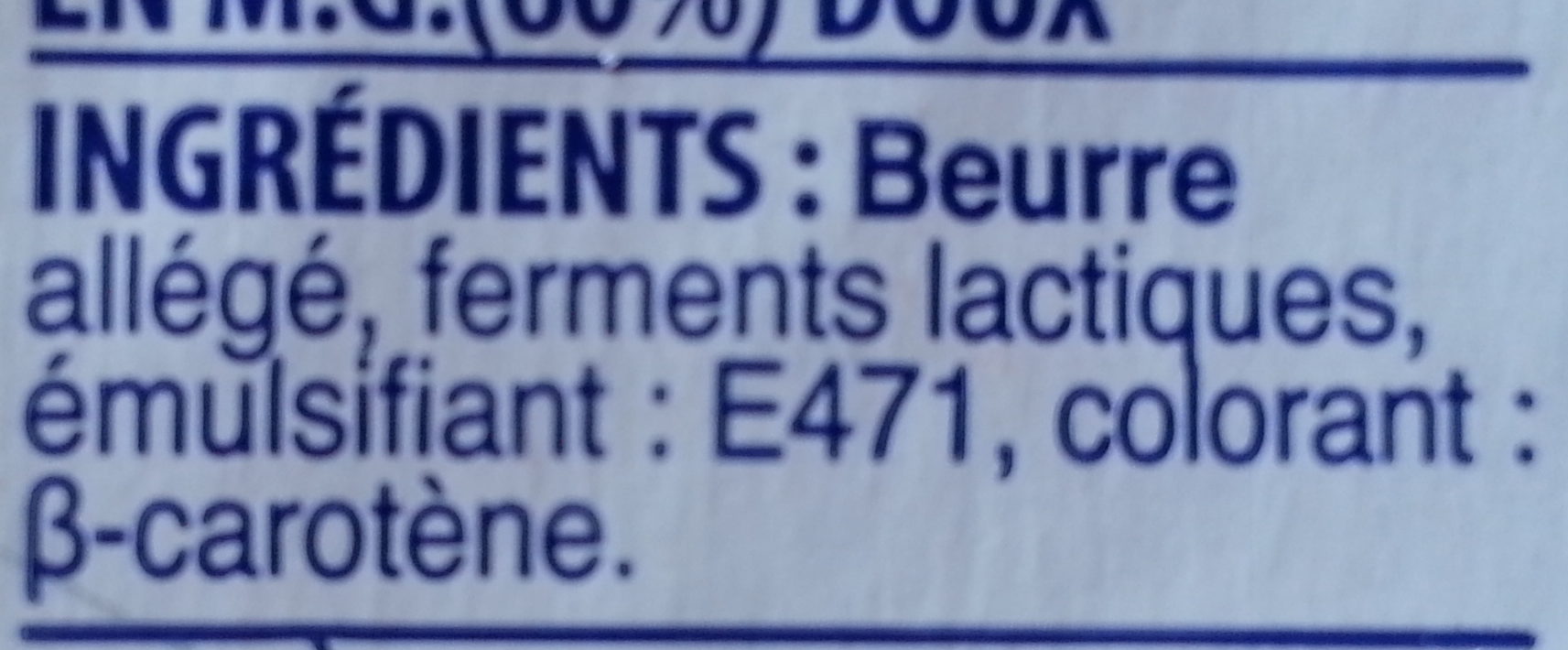 Beurre - Ingredients