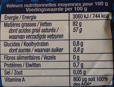Le Beurre de Condé-sur-Vire doux - Nutrition facts