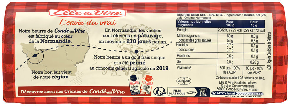 Le Beurre De Condé-Sur-Vire Demi-Sel - Ingrédients