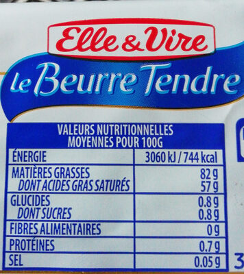 Le Beurre Tendre Plaquette Doux - Tableau nutritionnel