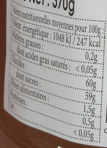 Confiture extra Abricot - Tableau nutritionnel