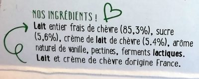 Yaourt chèvre vanille - Ingrediënten - fr