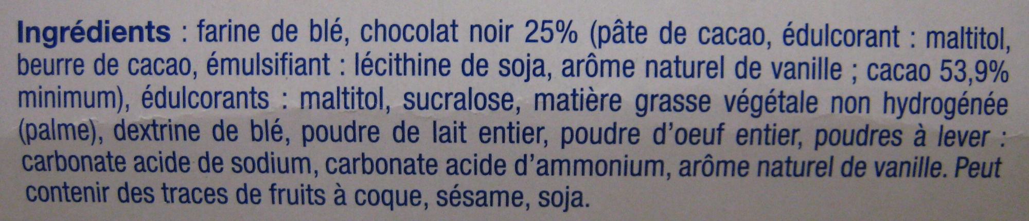 Biscuits nappés chocolat noir - Ingredients - fr