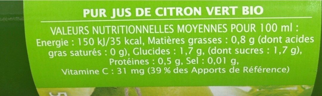 Pur jus citron vert - Información nutricional - fr