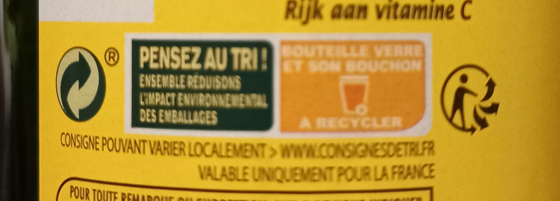 Pur jus de citron - Instruction de recyclage et/ou informations d'emballage