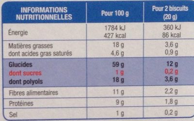 Croustillant petit sarrasin - حقائق غذائية - fr