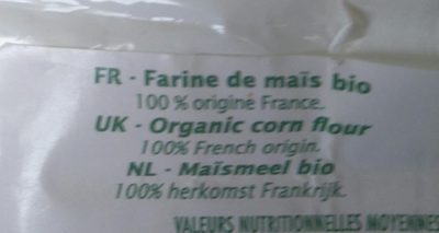 Farine De Maïs Bio Sans Gluten - Ingredients - fr