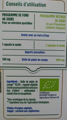 Capsule Huile De Pépin De Courge - Prostate - Ingredients - fr