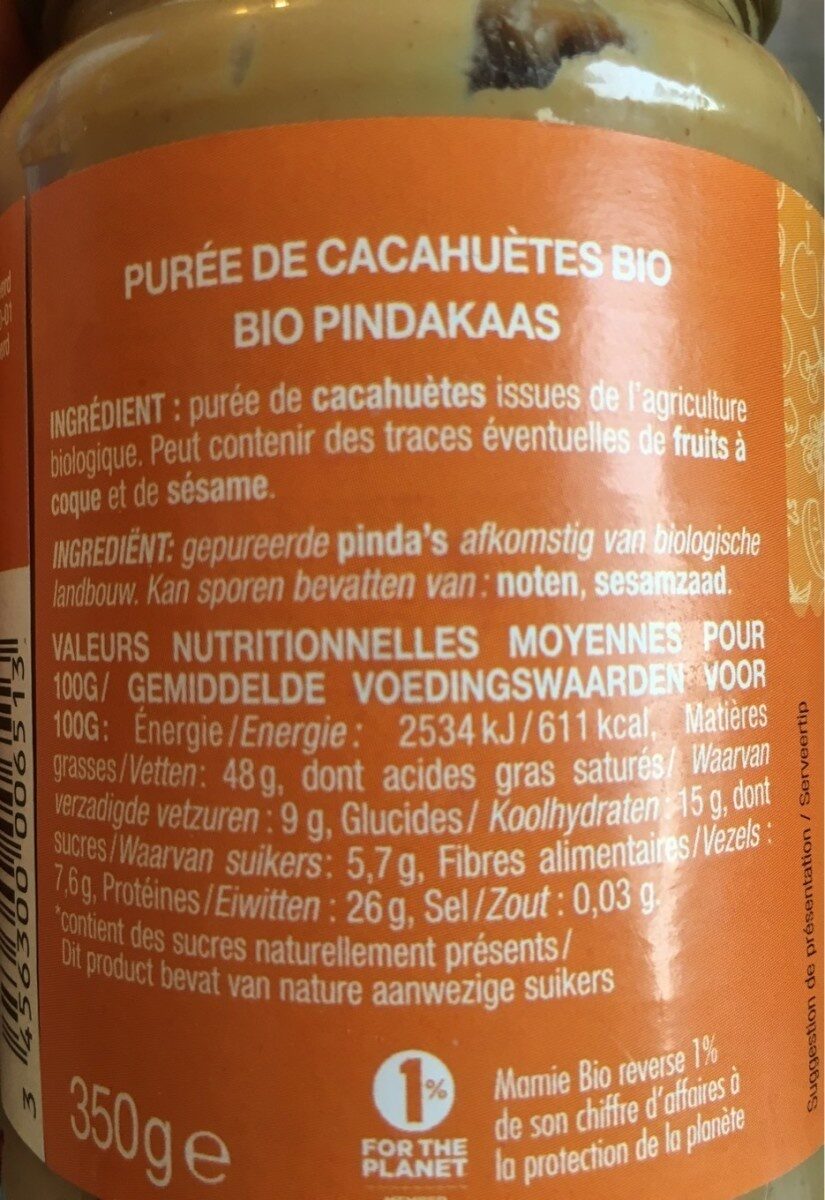 Beurre de Cacahuètes - Näringsfakta - fr