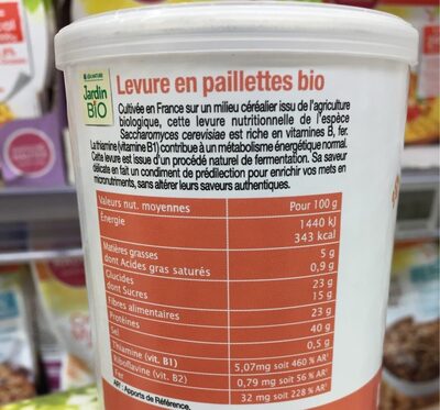 Levure En Paillettes Bio - Riche En Vitamines B1, B2 Et Fer - Nutrition facts - fr