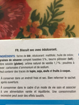 Biscuits gourmands Sésame Vanille - Ingredients - fr