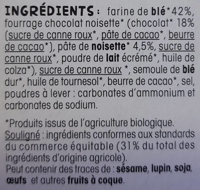 Tartinettes Chocolat Noisette - Ingredientes - fr