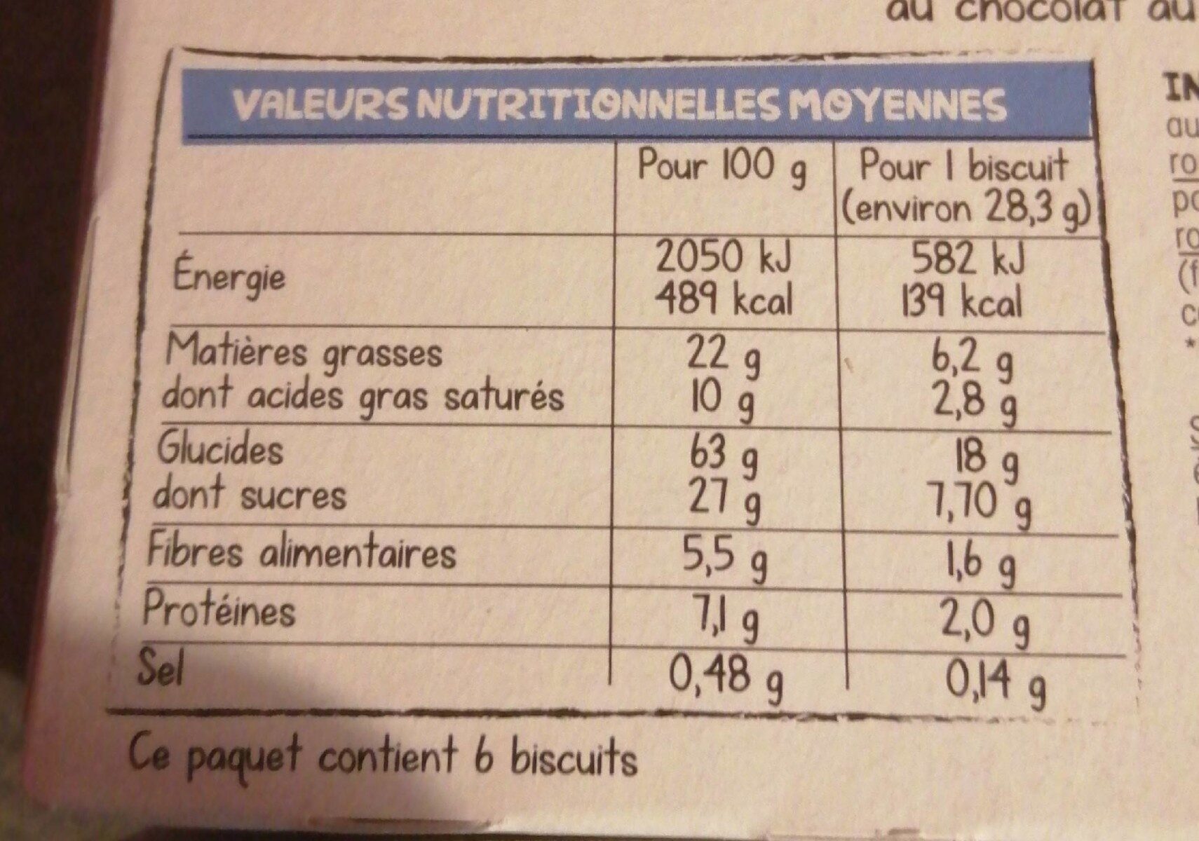 Crousti fourres - Información nutricional - fr