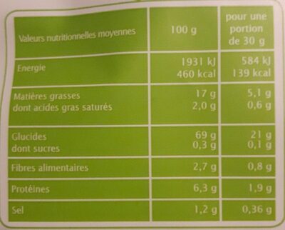 Chips au maïs poivre curcuma - Nutrition facts - fr