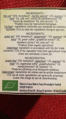 Thé vert équitable - Información nutricional - fr